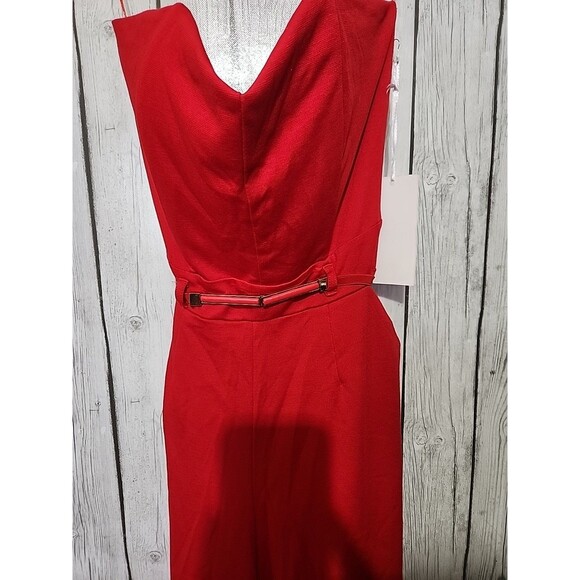 Purple Snow Jumpsuit Womens Medium Red Wide Leg Belted Sleeveless Pockets New - Picture 2 of 7